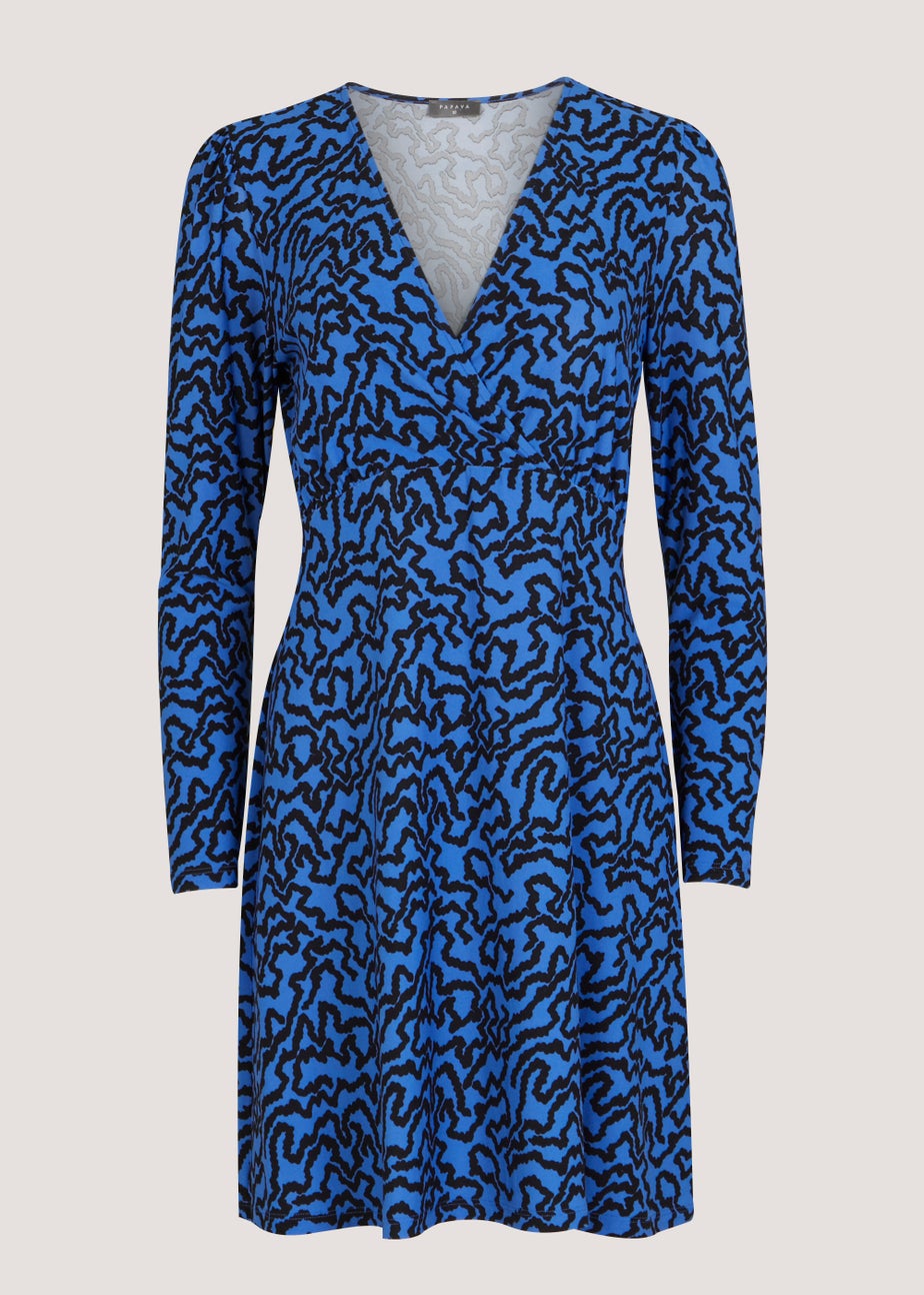 Blue Abstract Print Dress