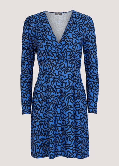 Blue Abstract Print Dress