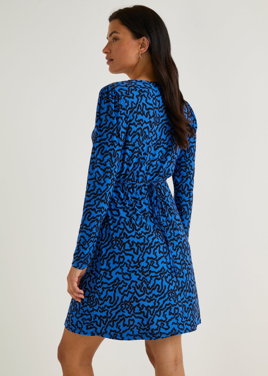 Blue Abstract Print Dress