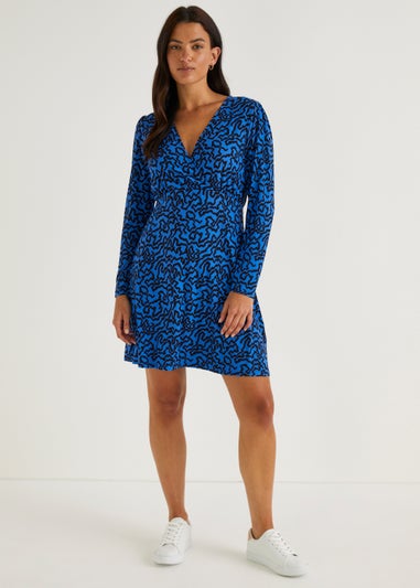 Blue Abstract Print Dress