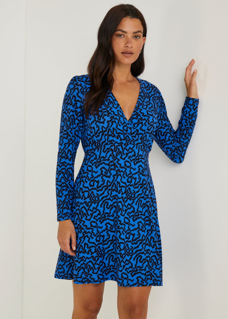 Blue Abstract Print Dress