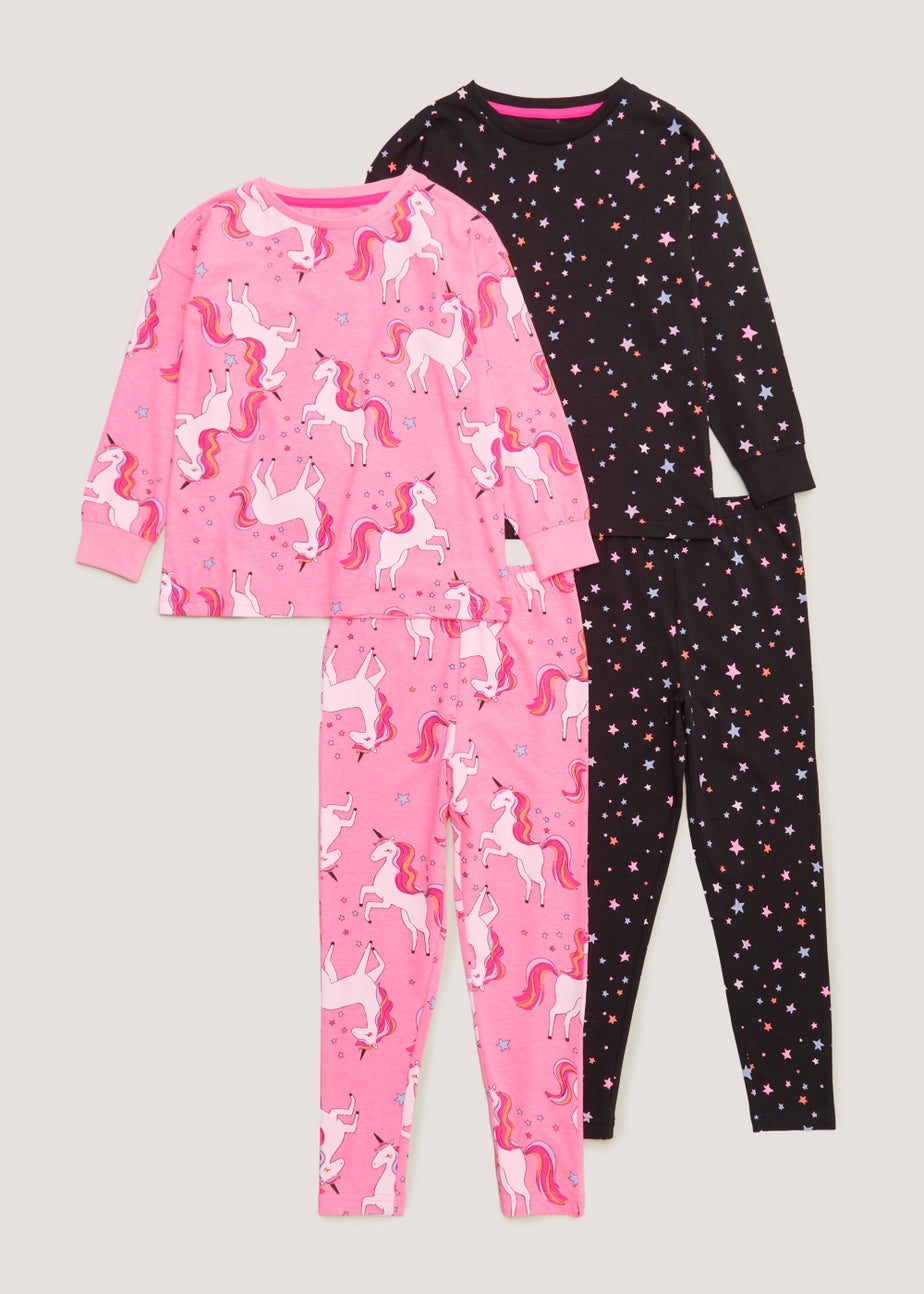 Girls 2 Pack Unicorn & Star Pyjama Sets (4-13yrs)