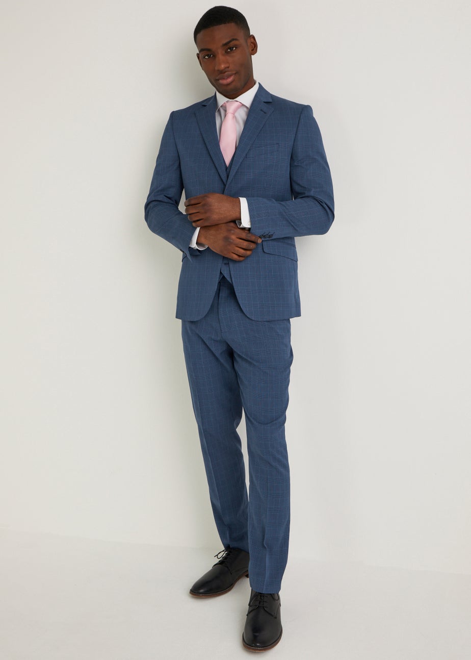 Taylor & Wright Hemsworth Blue Check Slim Fit Suit Jacket