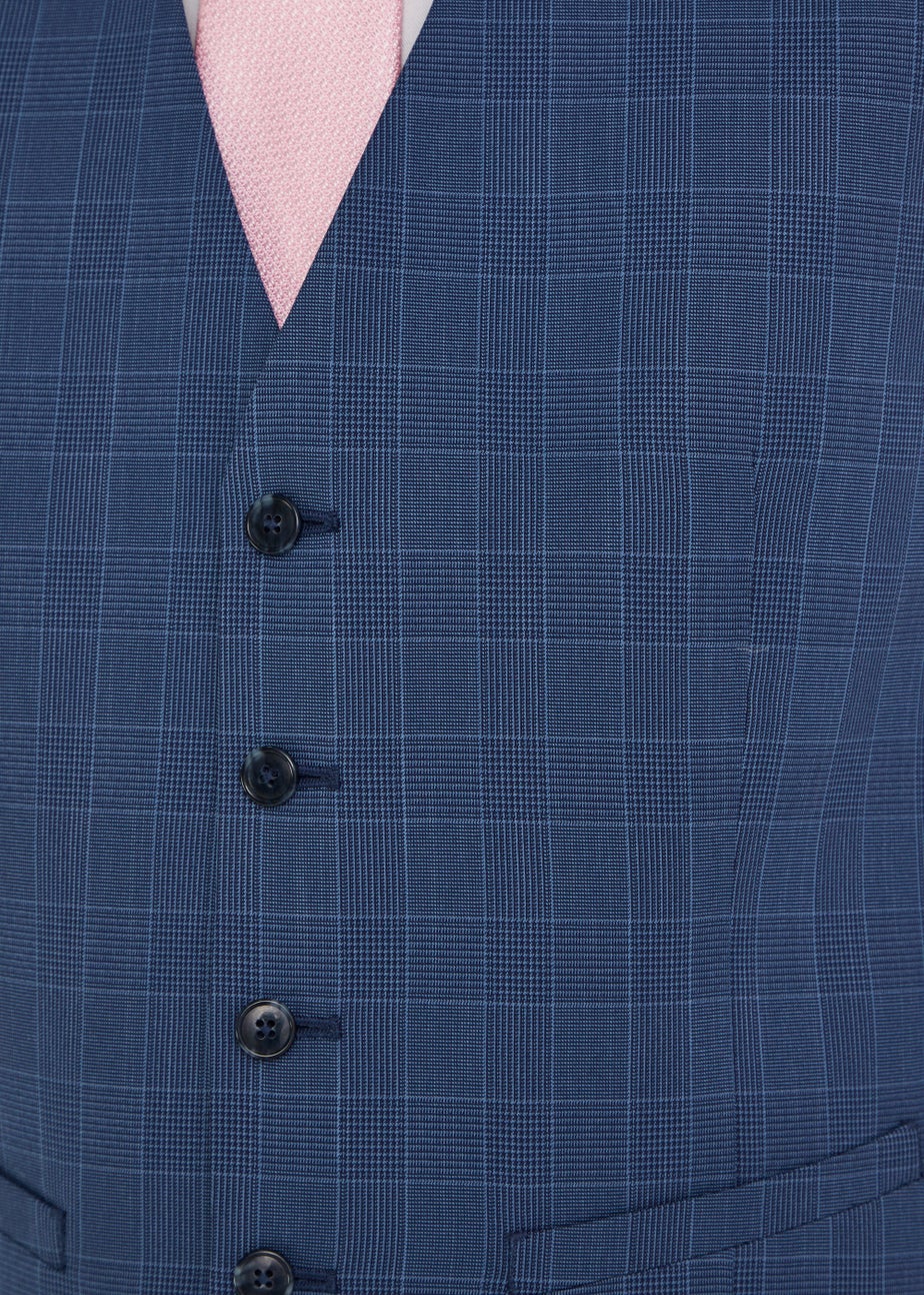 Taylor & Wright Hemsworth Blue Check Slim Fit Suit Waistcoat