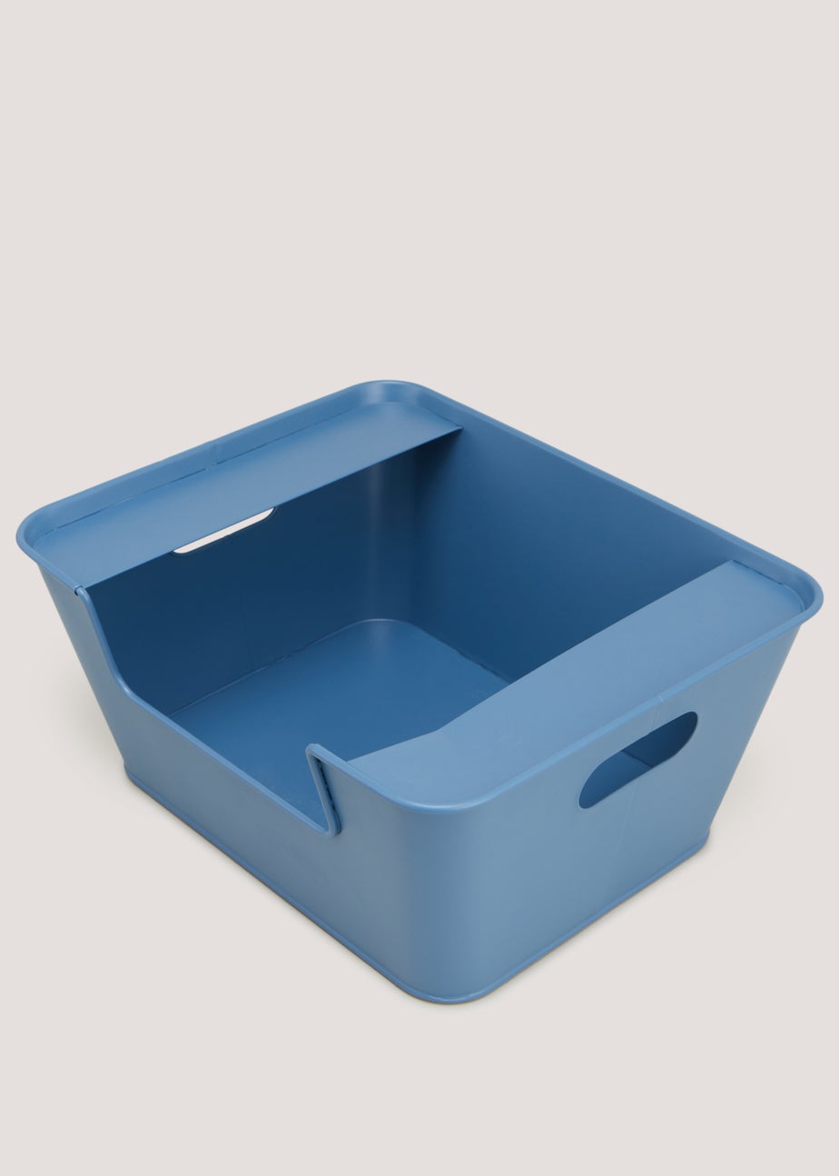 Blue Metal Large Stackable Storage Box (16cm x 34.5cm x 29.5cm)