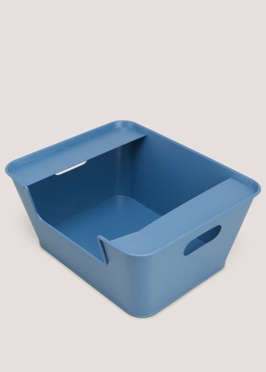 Blue Metal Large Stackable Storage Box (16cm x 34.5cm x 29.5cm)
