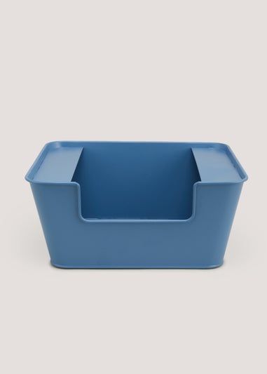 Blue Metal Large Stackable Storage Box (16cm x 34.5cm x 29.5cm)
