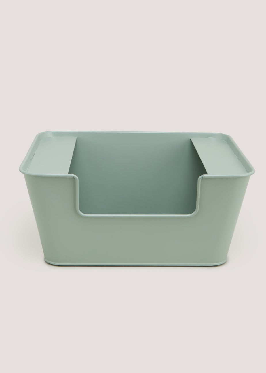 Green Metal Large Stackable Storage Box (16cm x 34.5cm x 29.5cm)