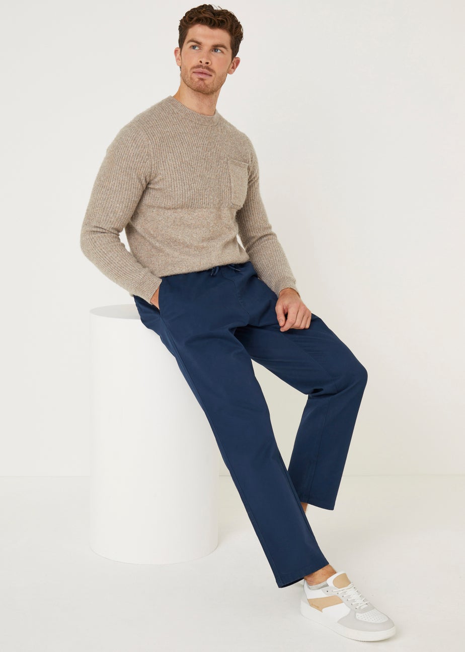Navy Elasticated Chinos