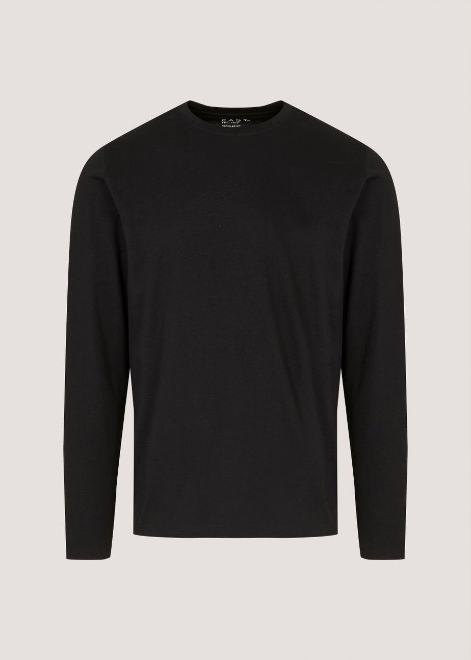 Black Essential Long Sleeve Crew Neck T-Shirt
