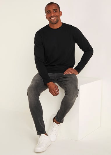 Black Essential Long Sleeve Crew Neck T-Shirt