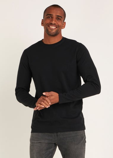 Black Essential Long Sleeve Crew Neck T-Shirt