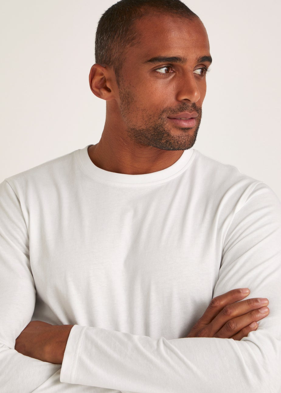 White Essential Long Sleeve Crew Neck T-Shirt