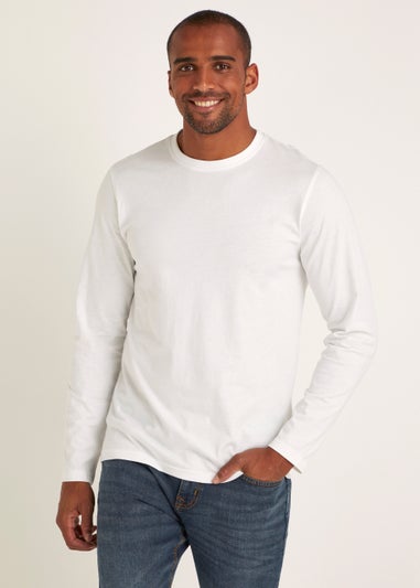 White Essential Long Sleeve Crew Neck T-Shirt