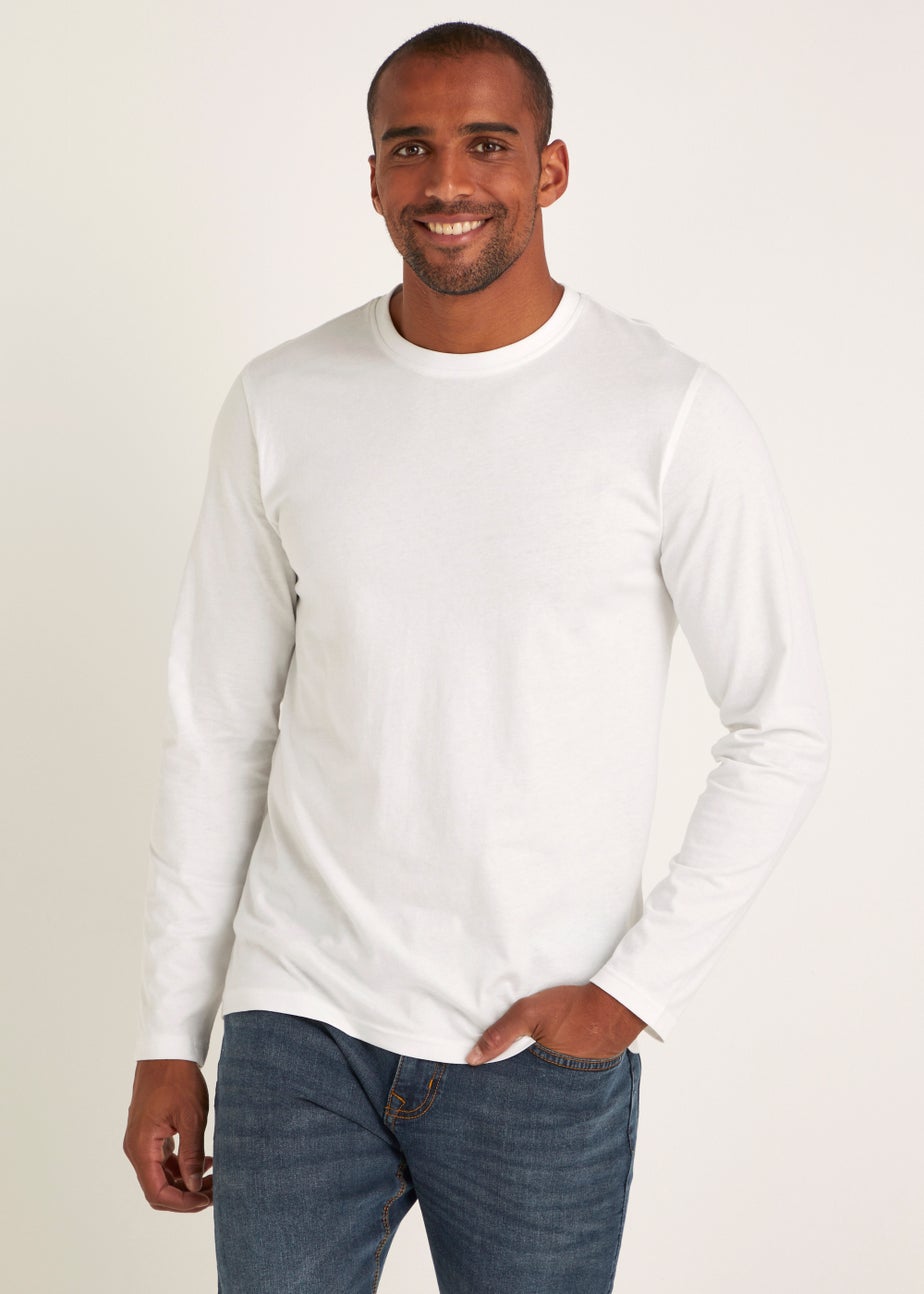 White Essential Long Sleeve Crew Neck T-Shirt