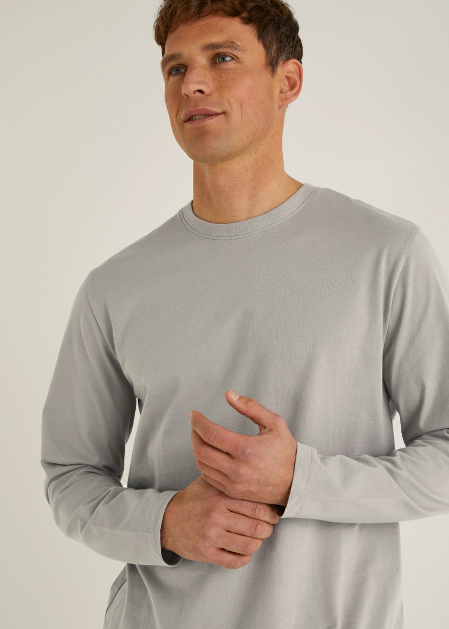 Light Grey Essential Long Sleeve Crew Neck T-Shirt