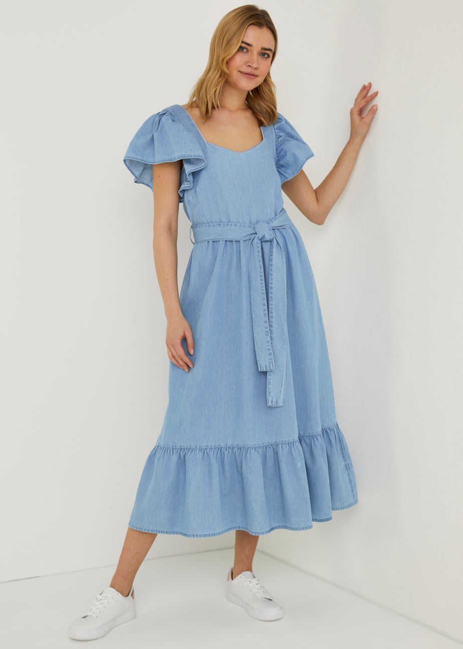 Mid Wash Ruffle Midi Dress