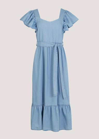 Mid Wash Ruffle Midi Dress