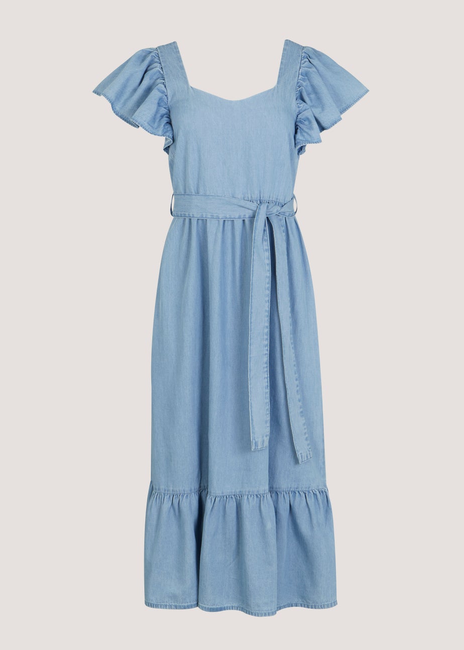 Mid Wash Ruffle Midi Dress
