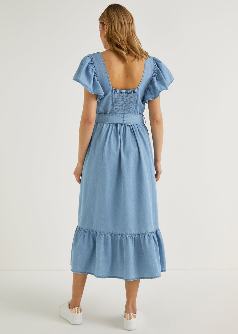 Mid Wash Ruffle Midi Dress