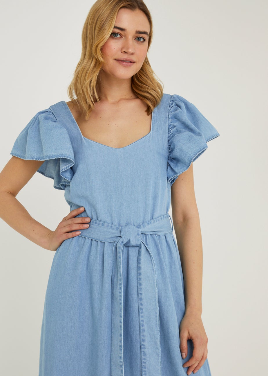Mid Wash Ruffle Midi Dress