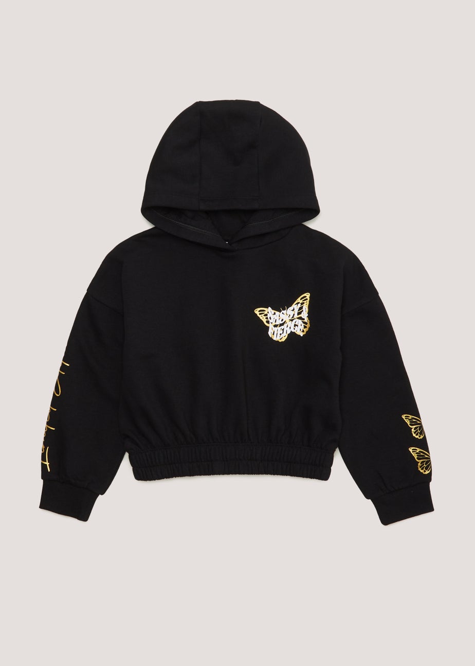 Girls Black Butterfly Hoodie (4-13yrs)