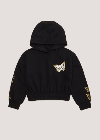 Girls Black Butterfly Hoodie (4-13yrs)
