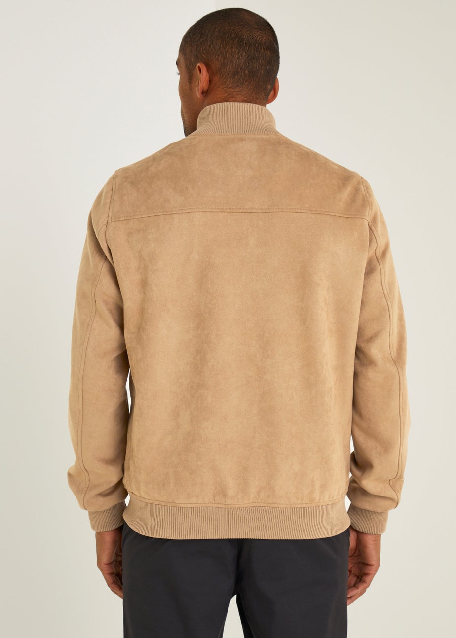 Sand Faux Suede Bomber Jacket