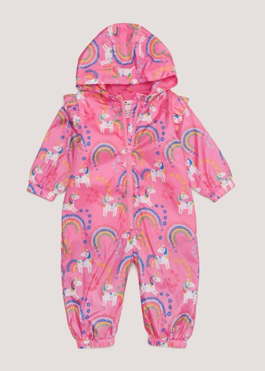 Girls Pink Unicorn Puddle Suit (9mths-6yrs)