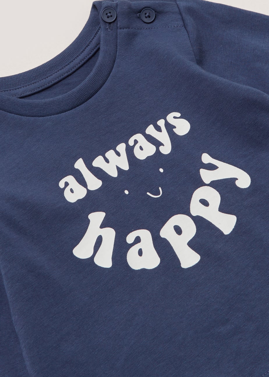 Baby Navy Happy Long Sleeve T-Shirt (Newborn-23mths)