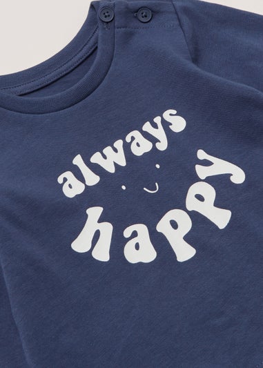 Baby Navy Happy Long Sleeve T-Shirt (Newborn-23mths)