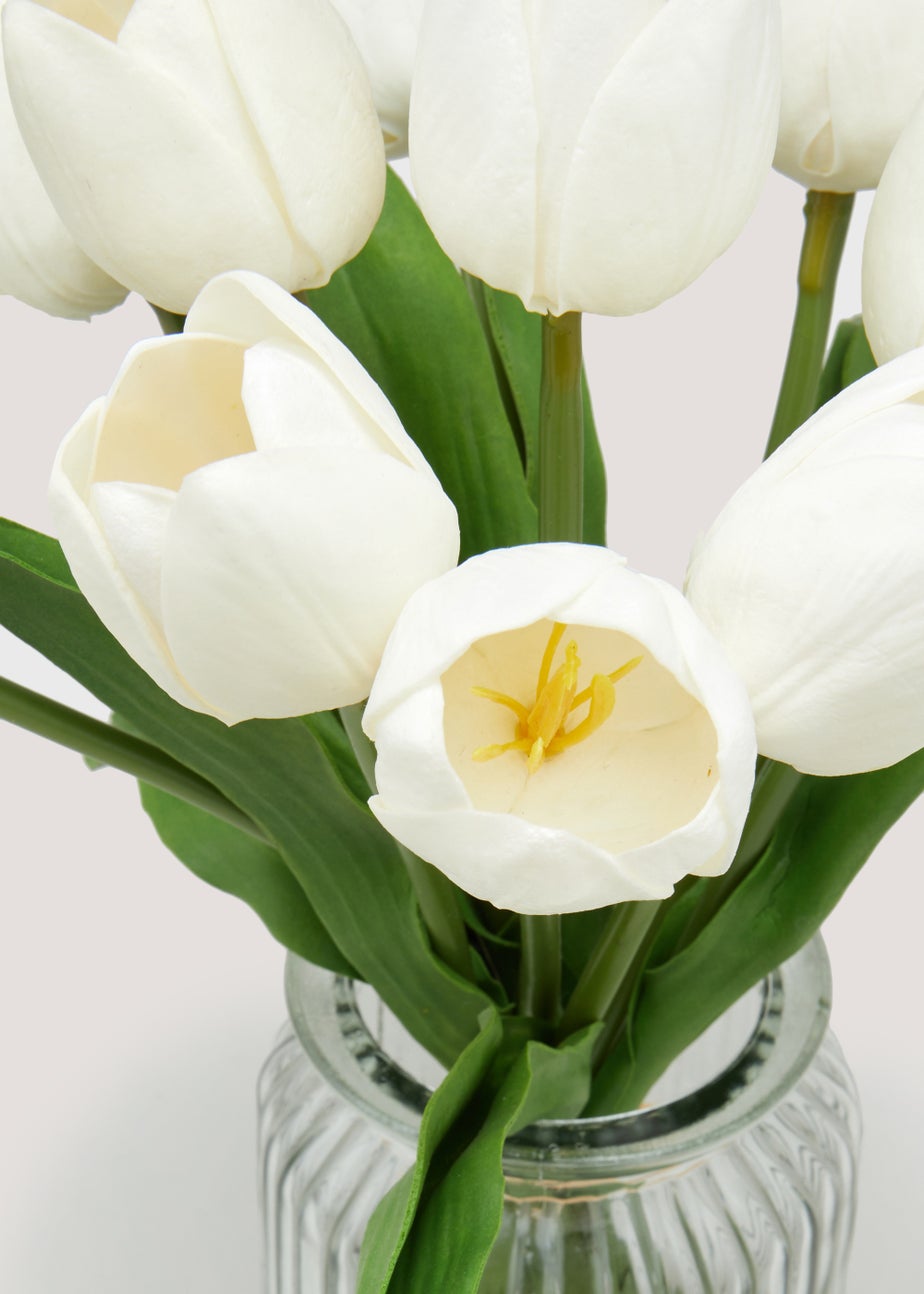 Cream Tulips in Glass Vase (36cm x 11cm)