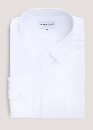 Taylor & Wright White Easy Care Regular Fit Long Sleeve Shirt