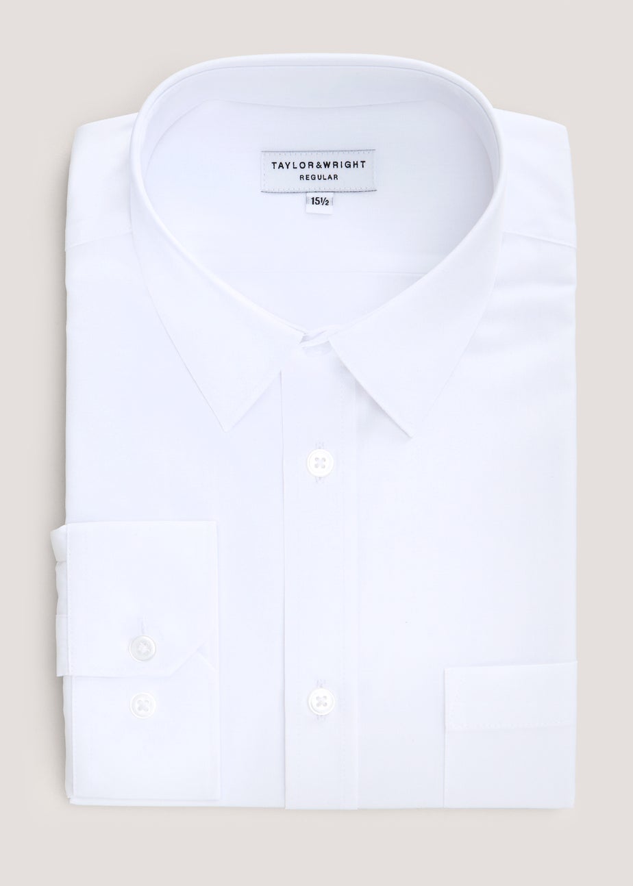 Taylor & Wright White Easy Care Regular Fit Long Sleeve Shirt