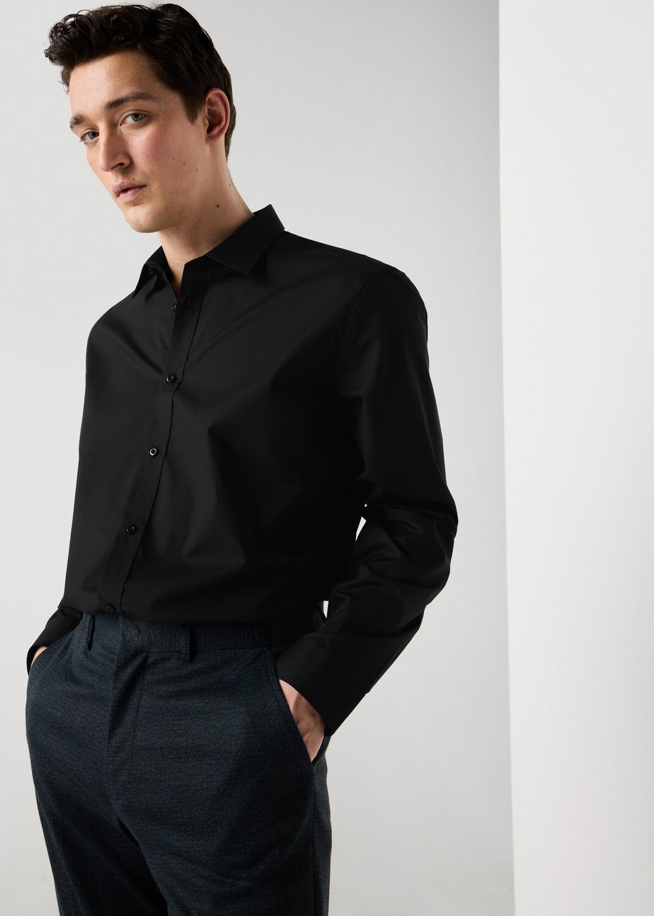 Taylor & Wright Black Easy Care Regular Fit Shirt