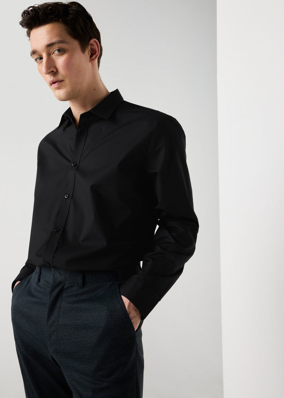 Taylor & Wright Black Easy Care Regular Fit Shirt