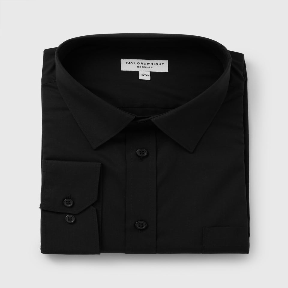 Taylor & Wright Black Easy Care Regular Fit Shirt