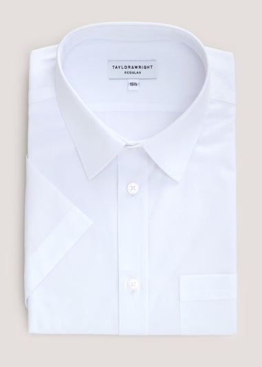Taylor & Wright White Easy Care Regular Fit Short Sleeve Shirt