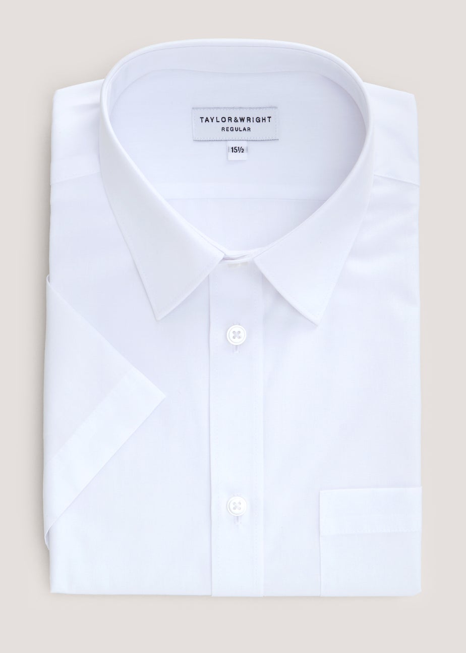 Taylor & Wright White Easy Care Regular Fit Short Sleeve Shirt