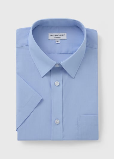 Taylor & Wright Blue Easy Care Regular Fit Short Sleeve Shirt