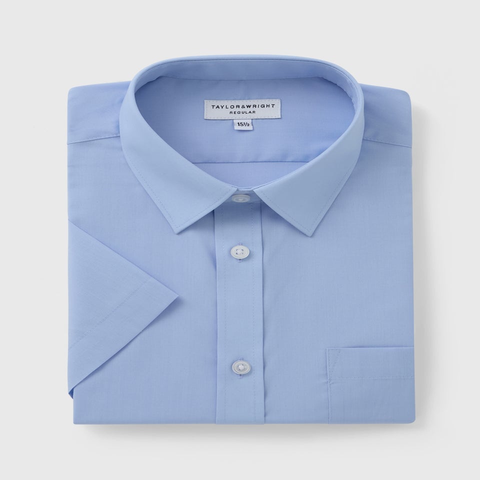 Taylor & Wright Blue Easy Care Regular Fit Short Sleeve Shirt