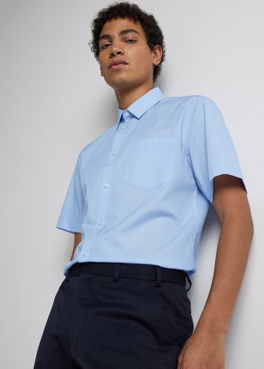 Taylor & Wright Blue Easy Care Regular Fit Short Sleeve Shirt