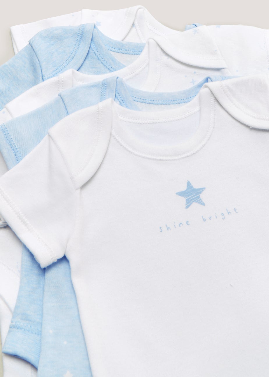Baby 5 Pack Blue & White Bodysuits (Newborn-23mths)