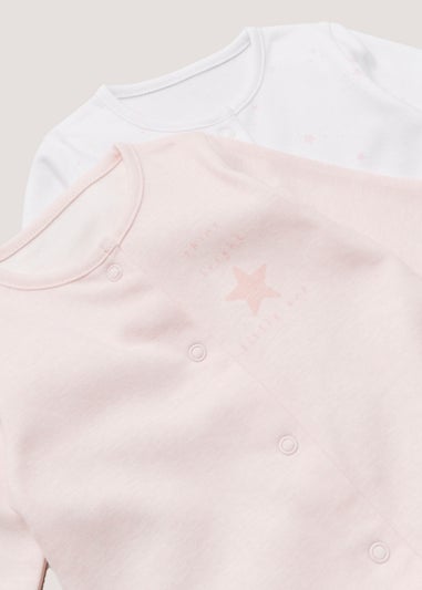 Baby 2 Pack Pink Star Sleepsuits (Newborn-23mths)