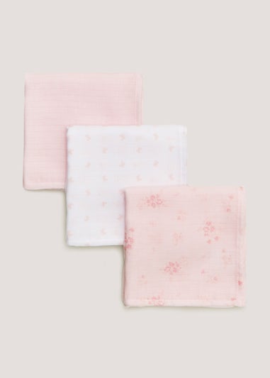 3 Pack Pink Muslin Cloths (73cm x 73cm)