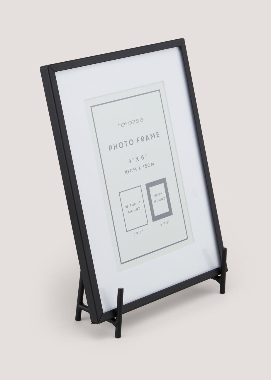 Black Metal Photo Frame on Stand (4x6in)