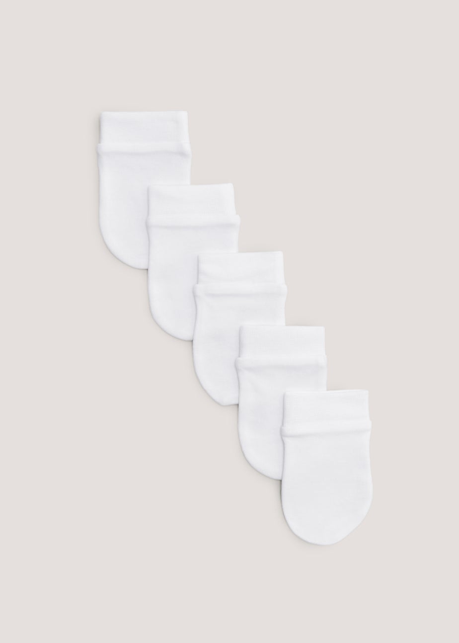 Baby 5 Pack White Scratch Mitts