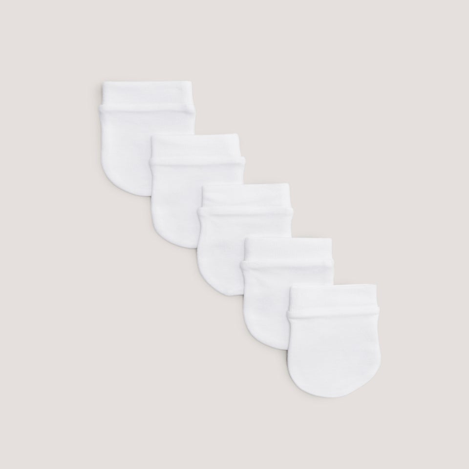 Baby 5 Pack White Scratch Mitts