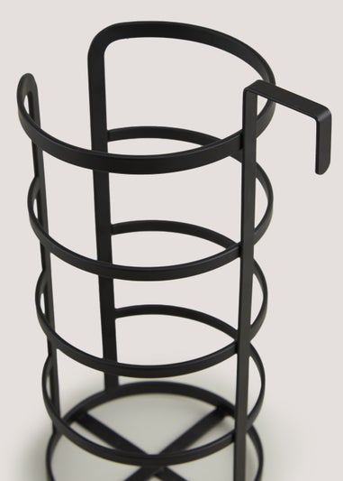 Black Metal Hook Toilet Roll Holder (30cm x 13cm x 17.5cm)