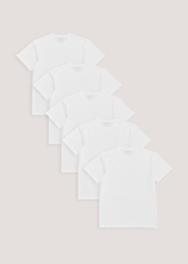 5 Pack White Crew Neck T-Shirts